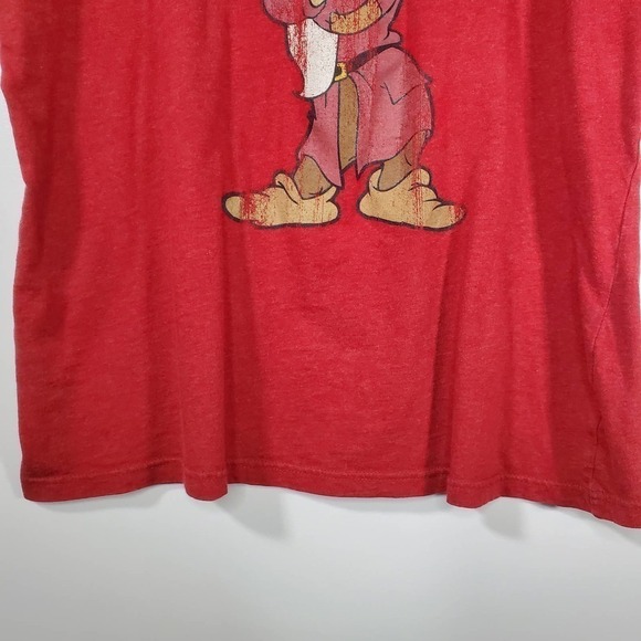 Vintage Walt Disney World Grumpy Ringer Baseball Tee Red Brown Size XL - Picture 4 of 8